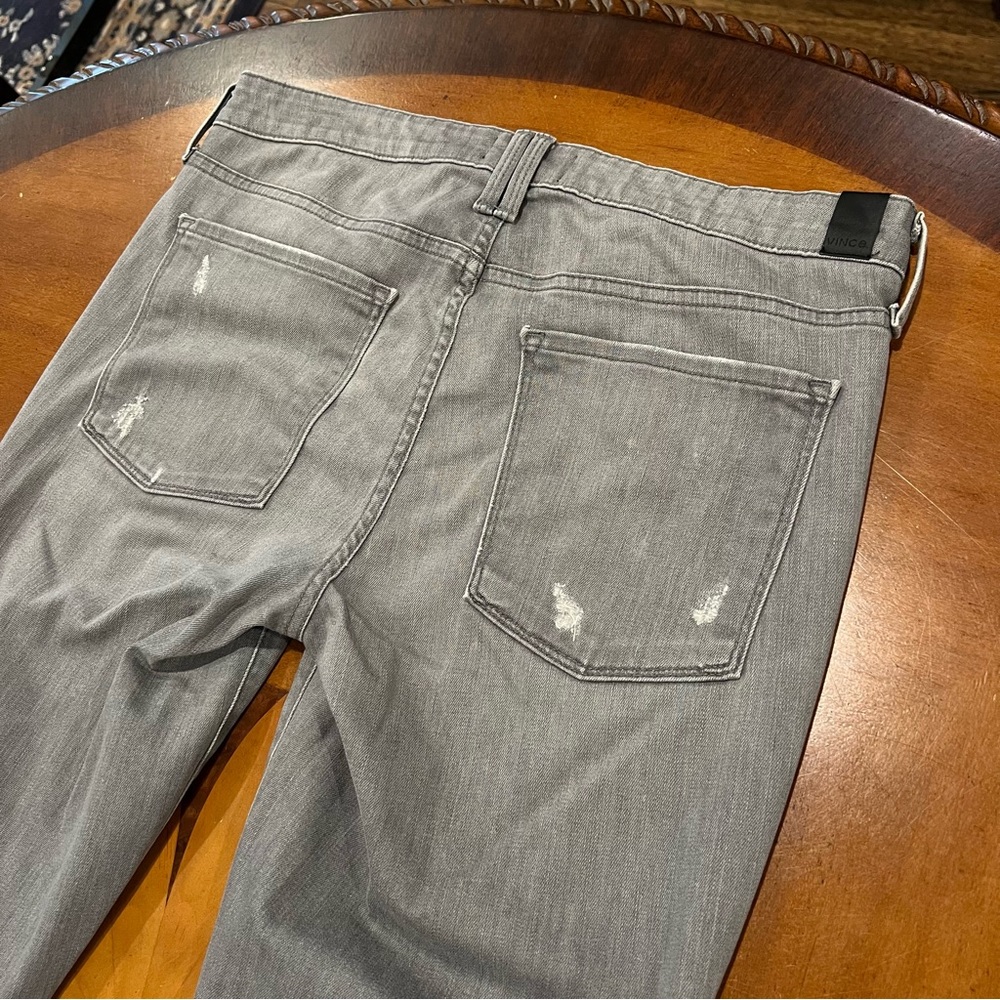 VINCE Dylan Skinny Jean Destructed Dark Gray Wash Size 30 Designer Full Length - Picture 6 of 16